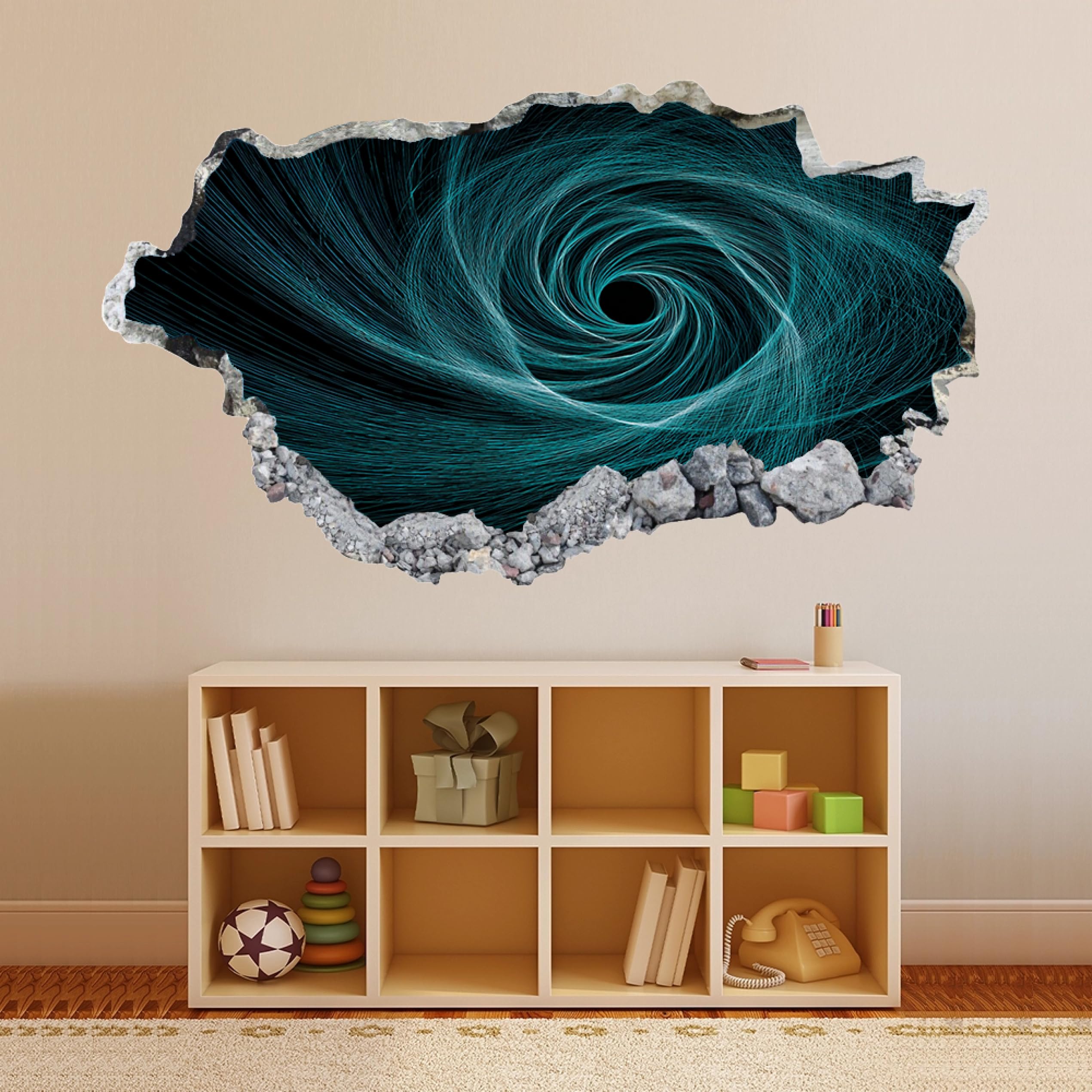 Wandtattoo 3D Wandaufkleber Wandsticker Wanddeko Grüner Wirbel für Wohnzimmer Schlafzimmer Flur Kühlschrank 58x101cm