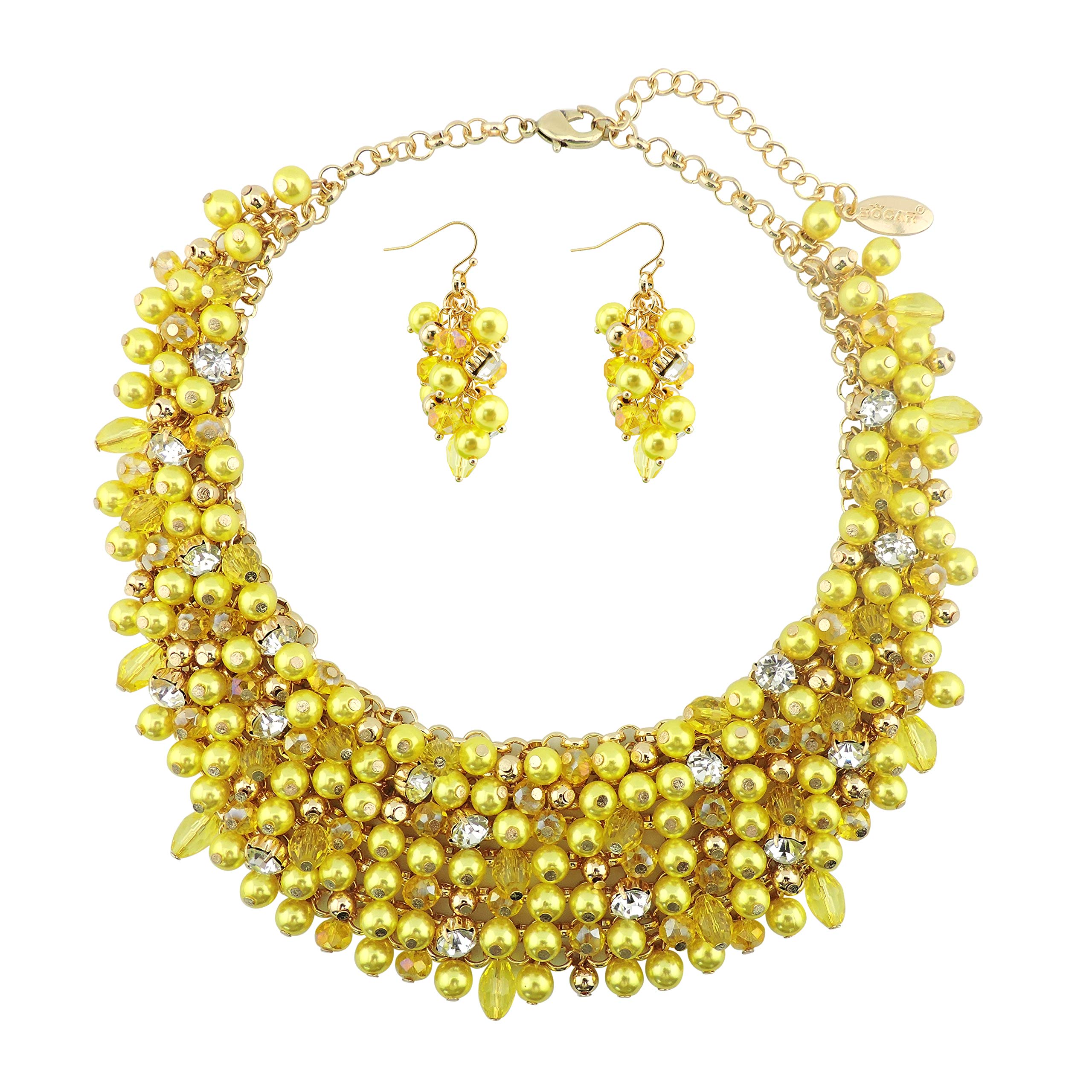 Bocar Fashion Crystal Chunky Collar Set