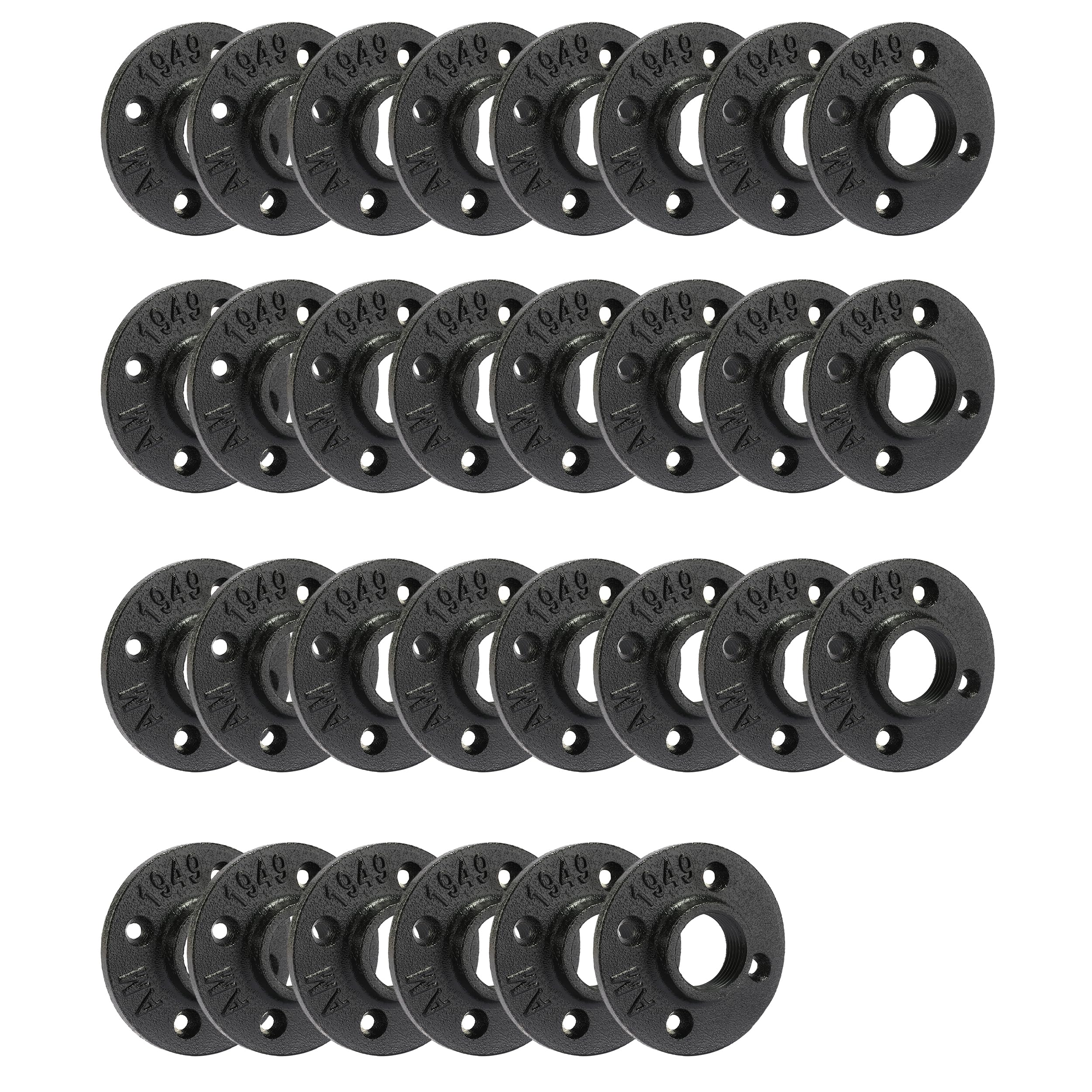 Heavy Duty 1" Black Floor Flange, Home TZH 30 Pack Malleable iron Pipe Flange for Industrial vintage style, Flanges with Threaded Hole for DIY Project/Furniture/Shelving Decoration (30, 1")