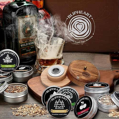 Miniatura 2 de Ahumador de astillas de madera para ahumar, ahumador de cóctel, 12 sabores de virutas de madera natural. Aserrín para regalo de esposo y padre,