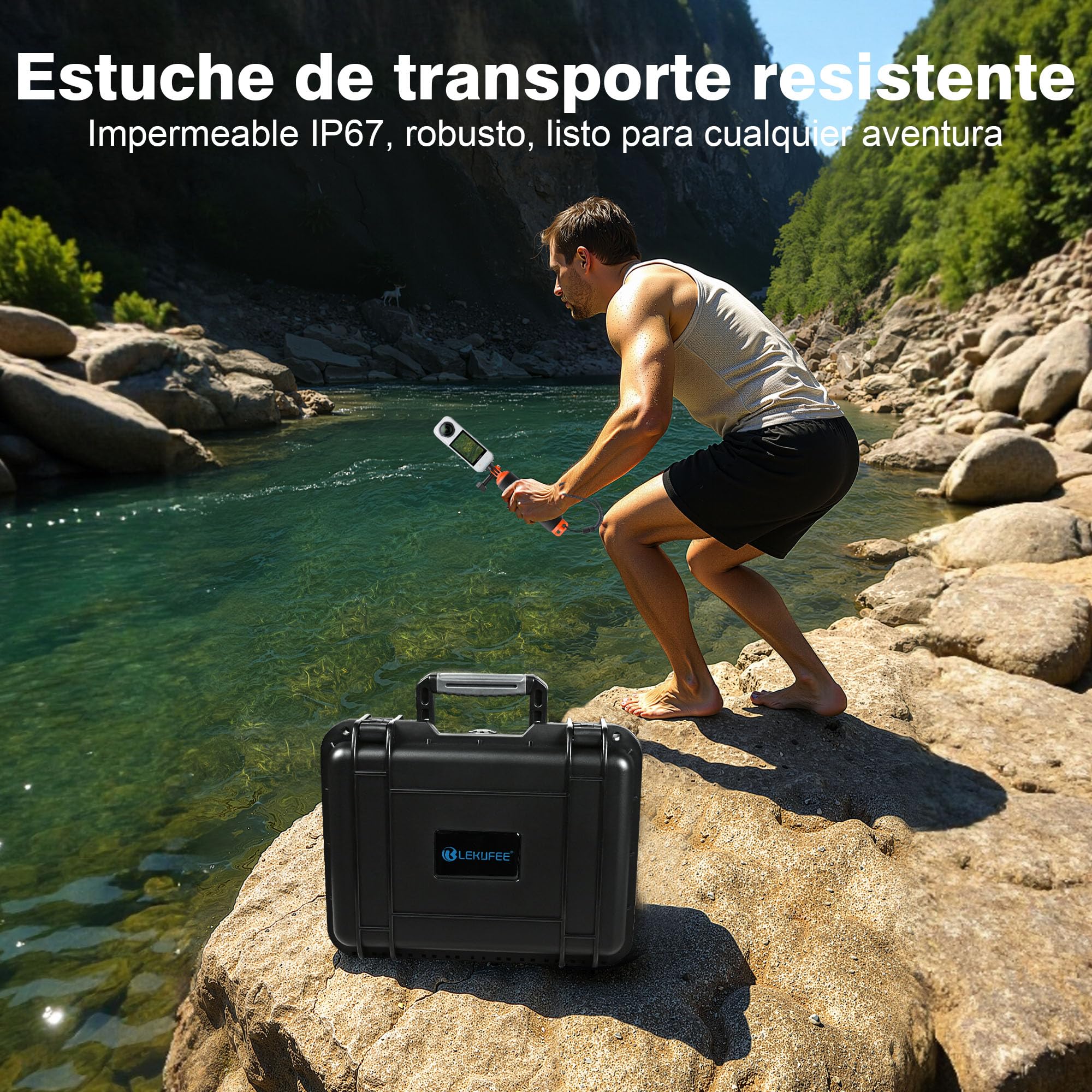 LEKUFEE Estuche de Viaje Rígido e Impermeable para Insta360 X5, Insta360 X4 Air, Insta360 X4, Insta360 X3 Cámara de Acción, 4 Baterías, Transmisor Mic Air y Más Accesorios (Solo Estuche)