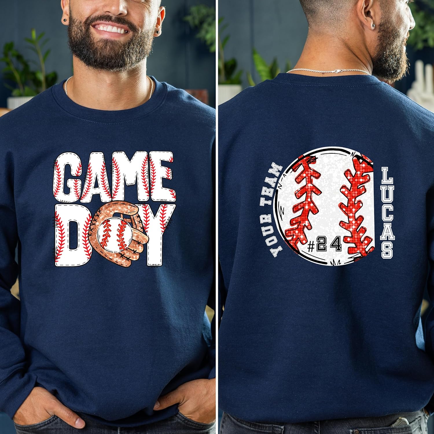 Personalized Baseball Game Day Shirt, Baseball Gameday Unisex Sweatshirt, Custom Baseball Shirts, Gift for Baseball Lover, Game Day Sweater