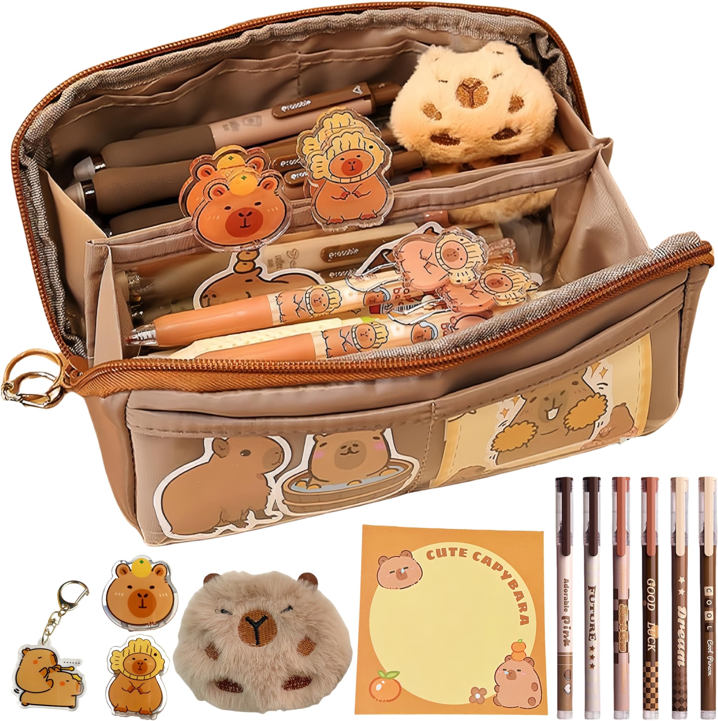 Adorable Capybara Pencil Case with 16PCS Cute Accessories, Kawaii Pen Pouch: ...