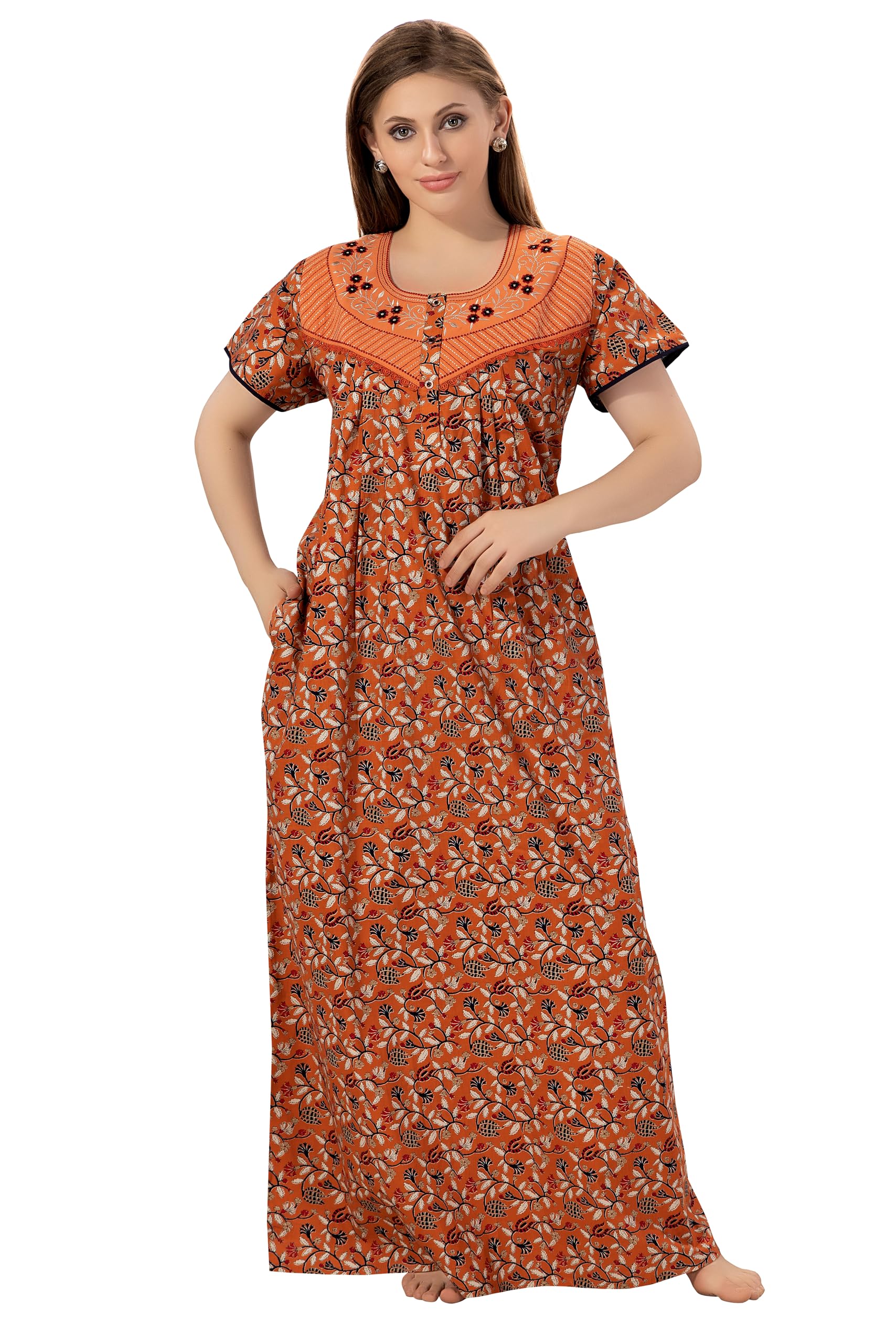 soulemo Women's Premium Cotton Floor Length Nighty 1701-picture-34