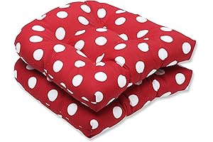 Pillow Perfect Red Polka Dot Tufted Seat Cushions