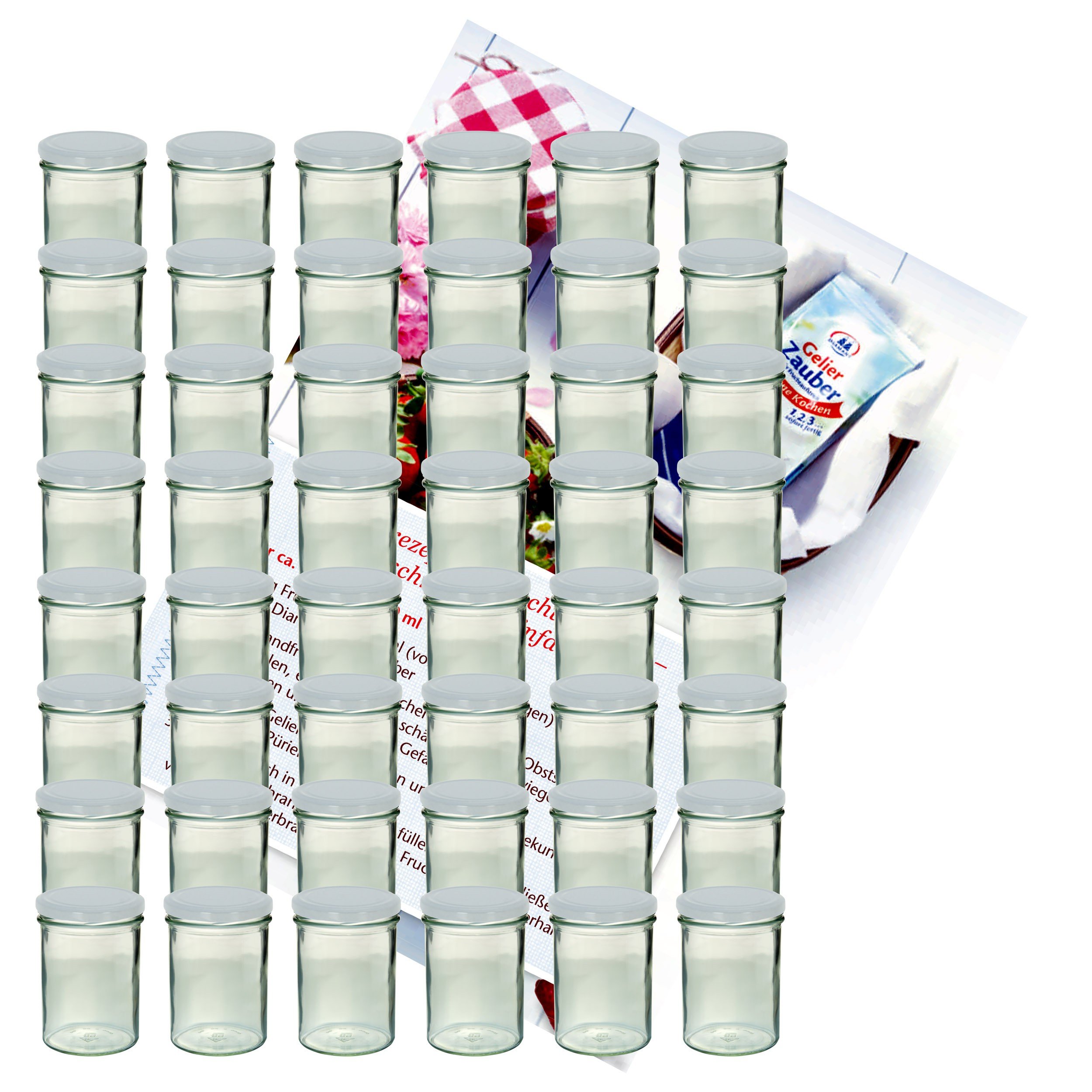 MamboCat Set 48 Vasetti Per Marmellata 125 Ml Con Coperchi Oro E Ricettario - Barattoli In Vetro Con Chiusura Twist-off, Adatti Per Conserve, Confetture, Salse E Pappe. Lavabili In Lavastoviglie, Adatti Al Forno E Al Congelatore.