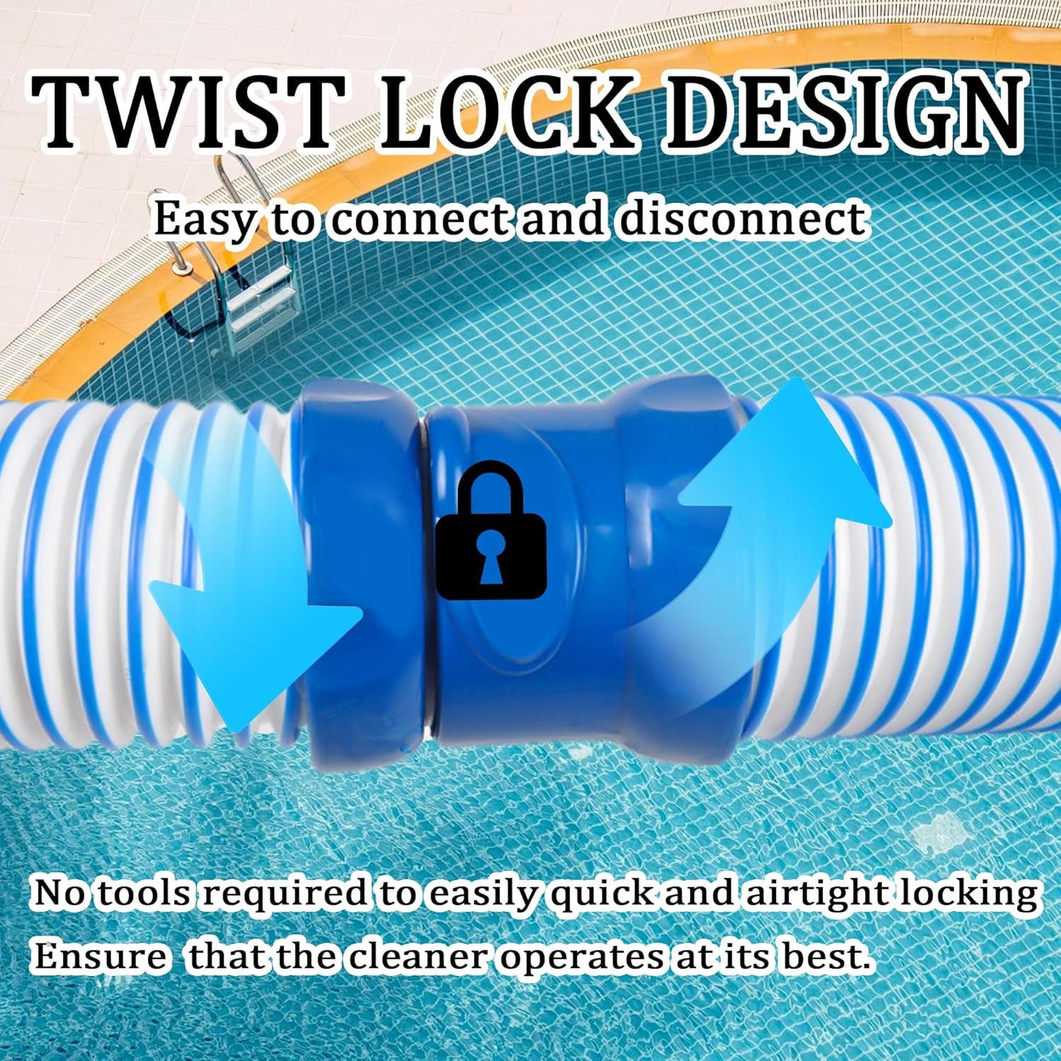 4 Pack Pool Cleaner Hose for X7 T3 T5 MX6 MX8, 39 Inch Swimming Pool Vacuum Hose Replacement Kit, R0527700 Twisted Lock MX6 MX8 Replacement Parts for Swimming Cleaning (4 PACK)