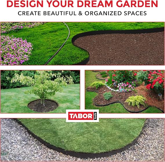 TABOR TOOLS 40 Ft Terrace Board, 5 Inch High, 0.04 Inch Thin, Landscape Edging Coil, Grass Barrier, Bender Board, Garden Liner, ES21. (Black)