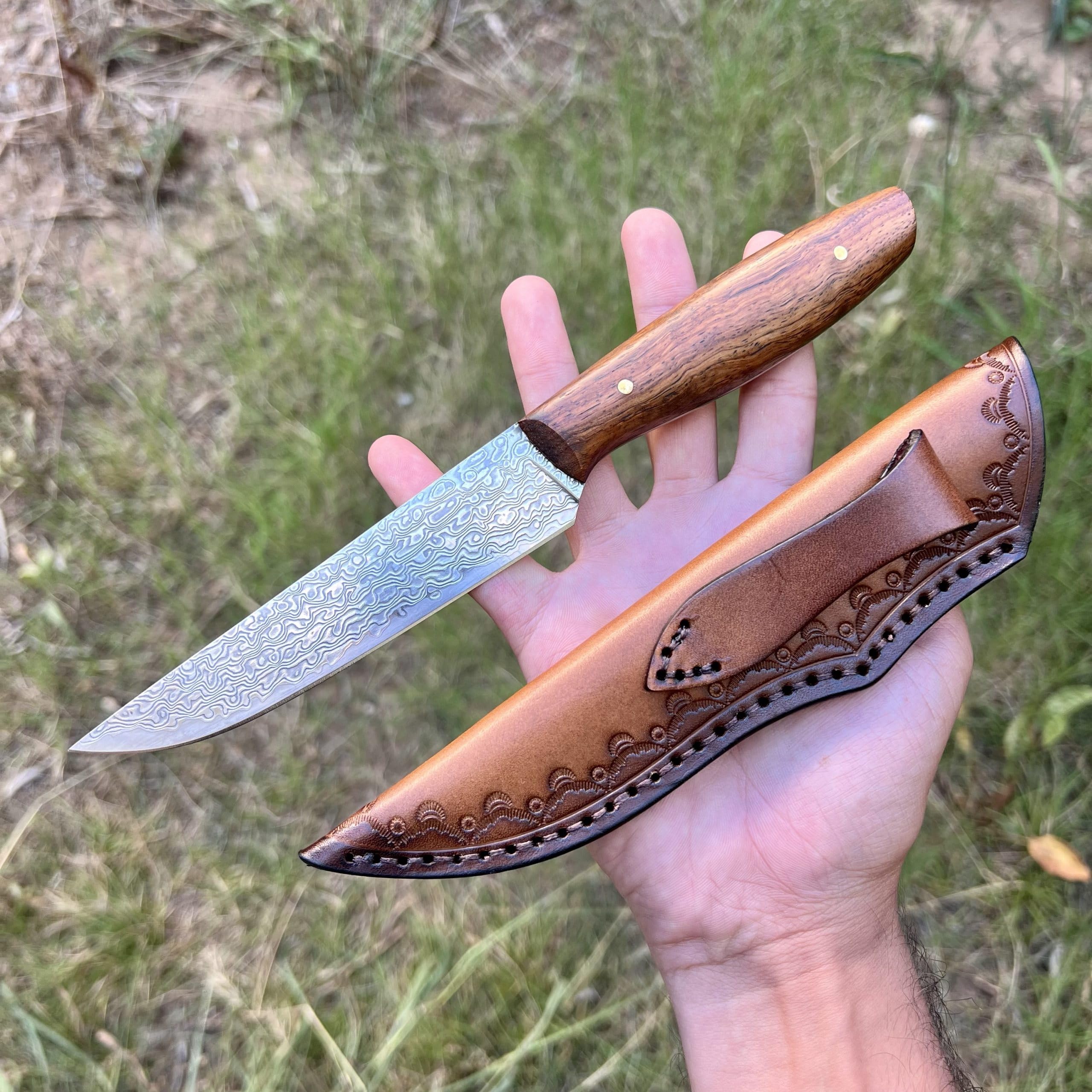 Couteau damas couteau cuisine polivalent Chef Camping tranchant professionnel japonais manche bois étui cuir artisanat suminagashi decoupe rasoir nourriture extérieur collection edc