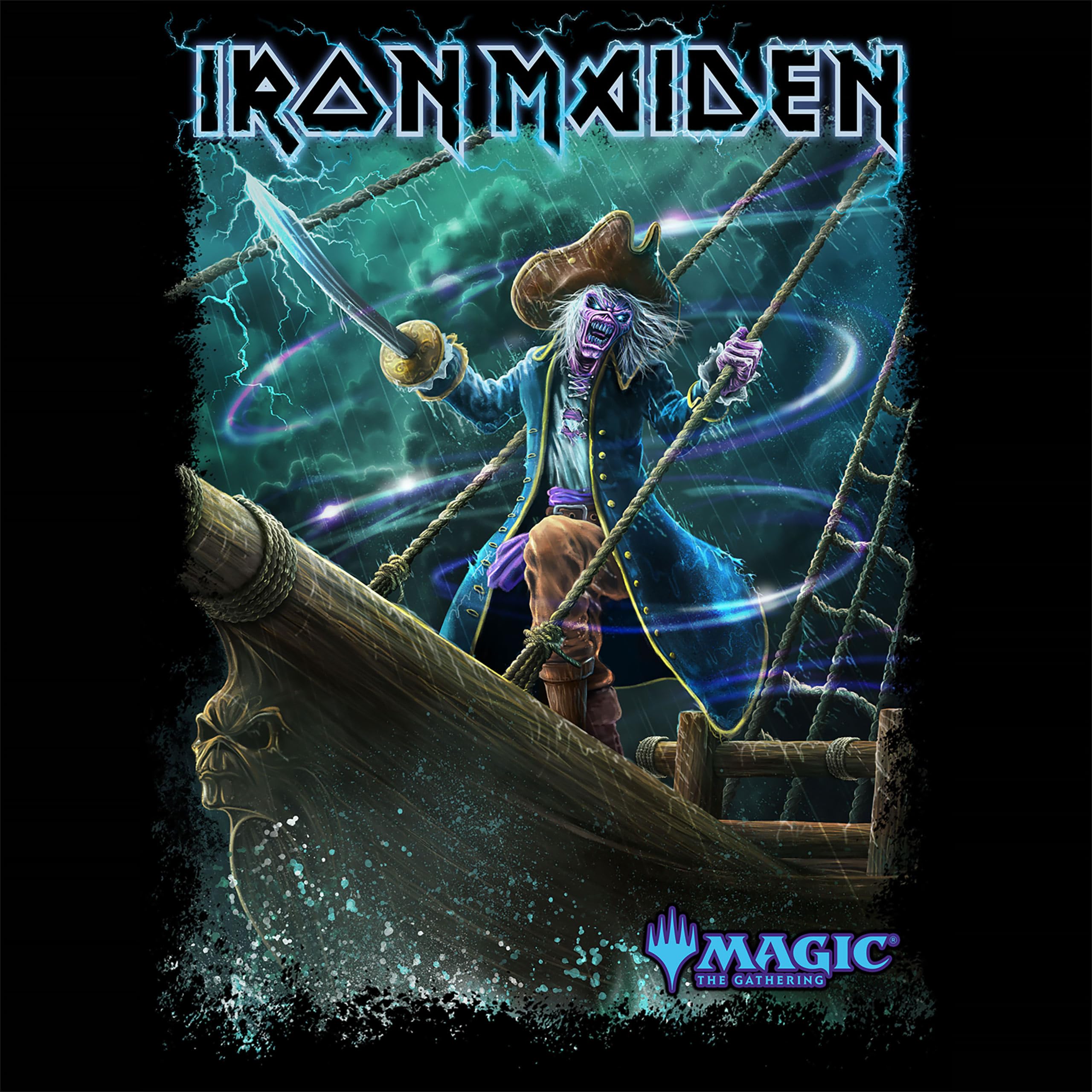 Elbenwald Iron Maiden x Magic: The Gathering - T-shirty + bluzy z kapturem Crossover Unisex Bawełna Czarny