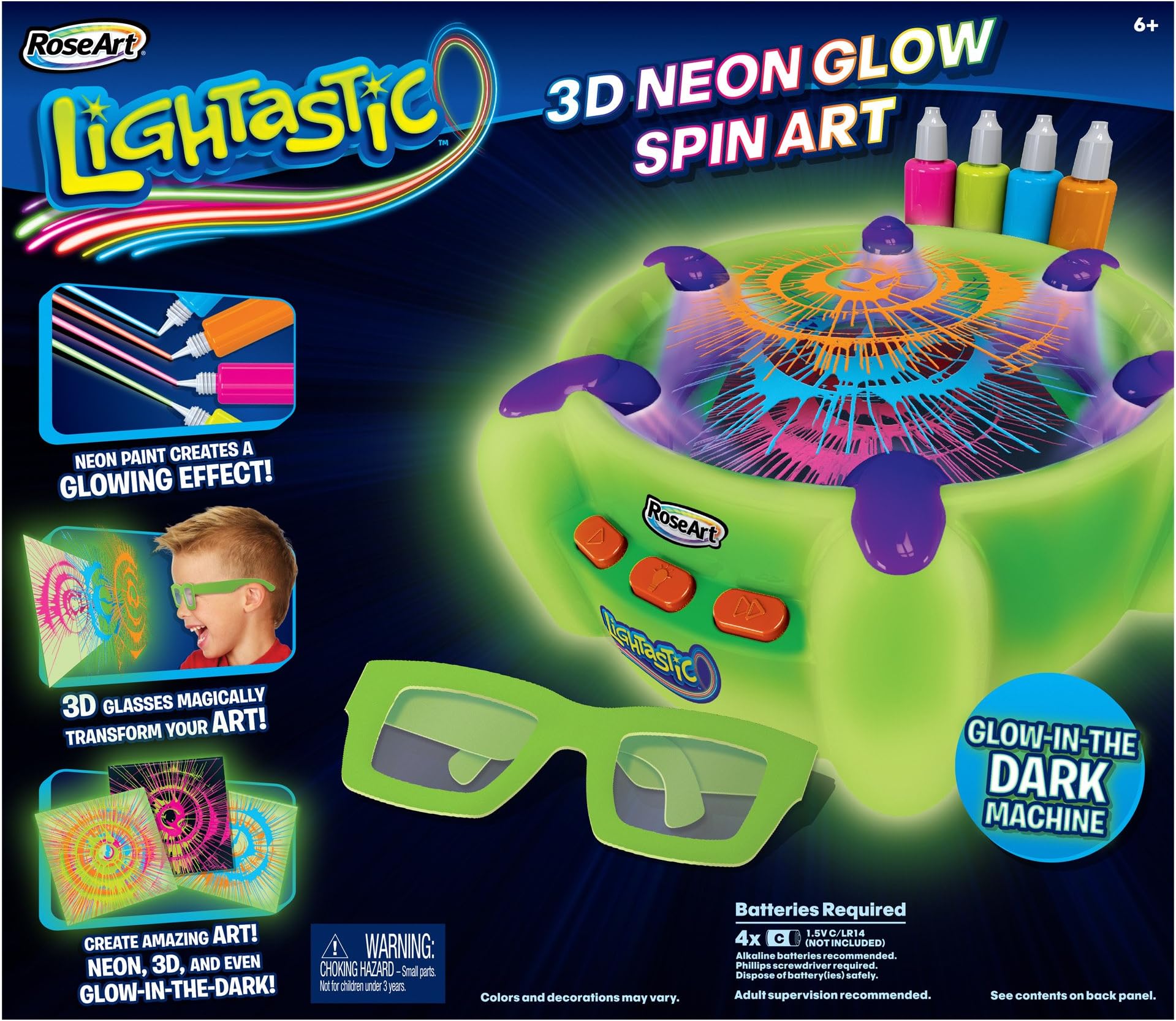 RoseArt Lightastic 3D Neon Glow Spin Art