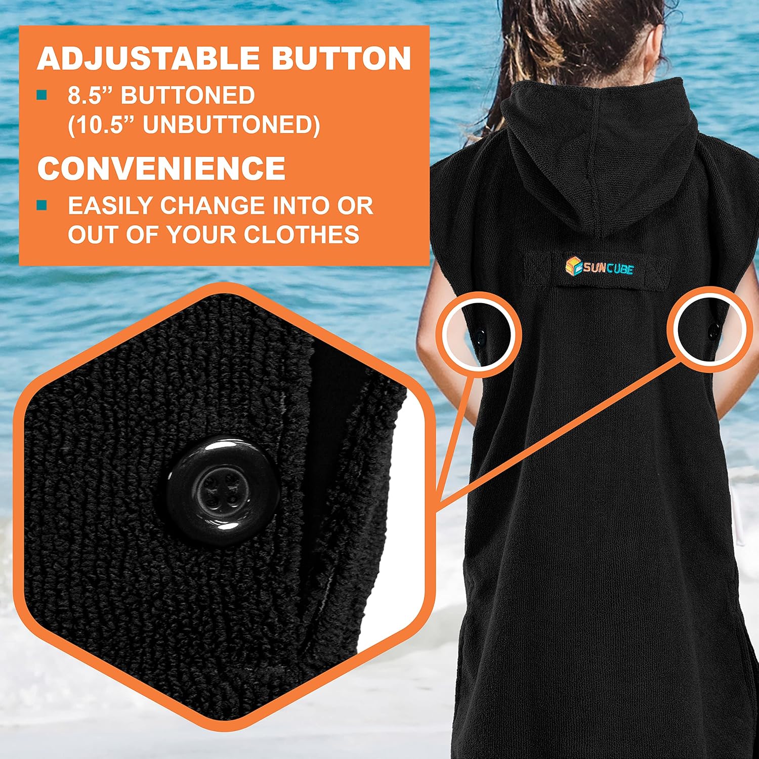 SUN CUBE Kids Changing Robe Surf Poncho, Hooded Beach Towel for Boys Girls image 5