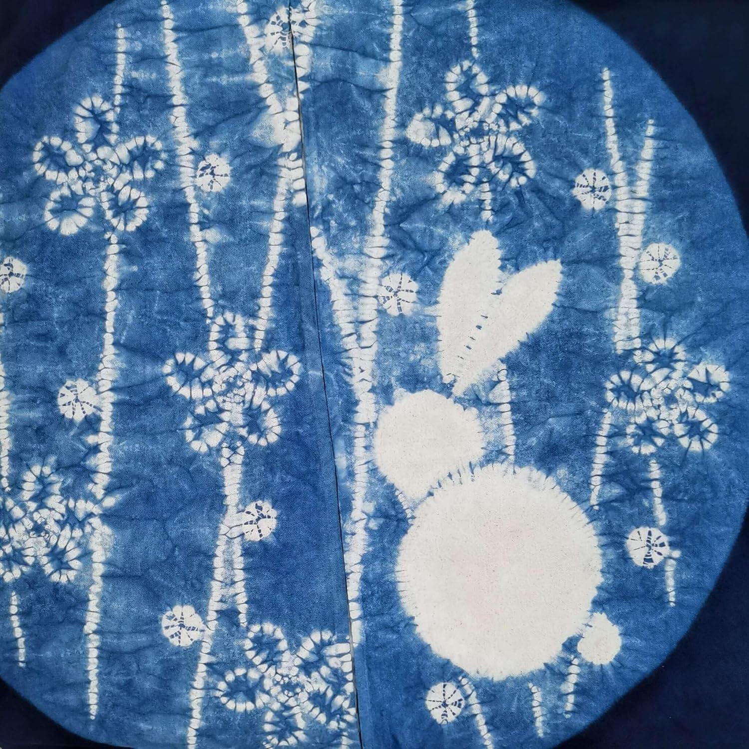 Moon Rabbit Japanese Shibori Tie-Dye Noren Door Curtain, Cotton Door Tapestry, Curtain Room Divider, 33x49in