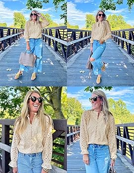 トップス Heve two charm blouse Champagne Jaia Smocked Blouse | Pomander Place