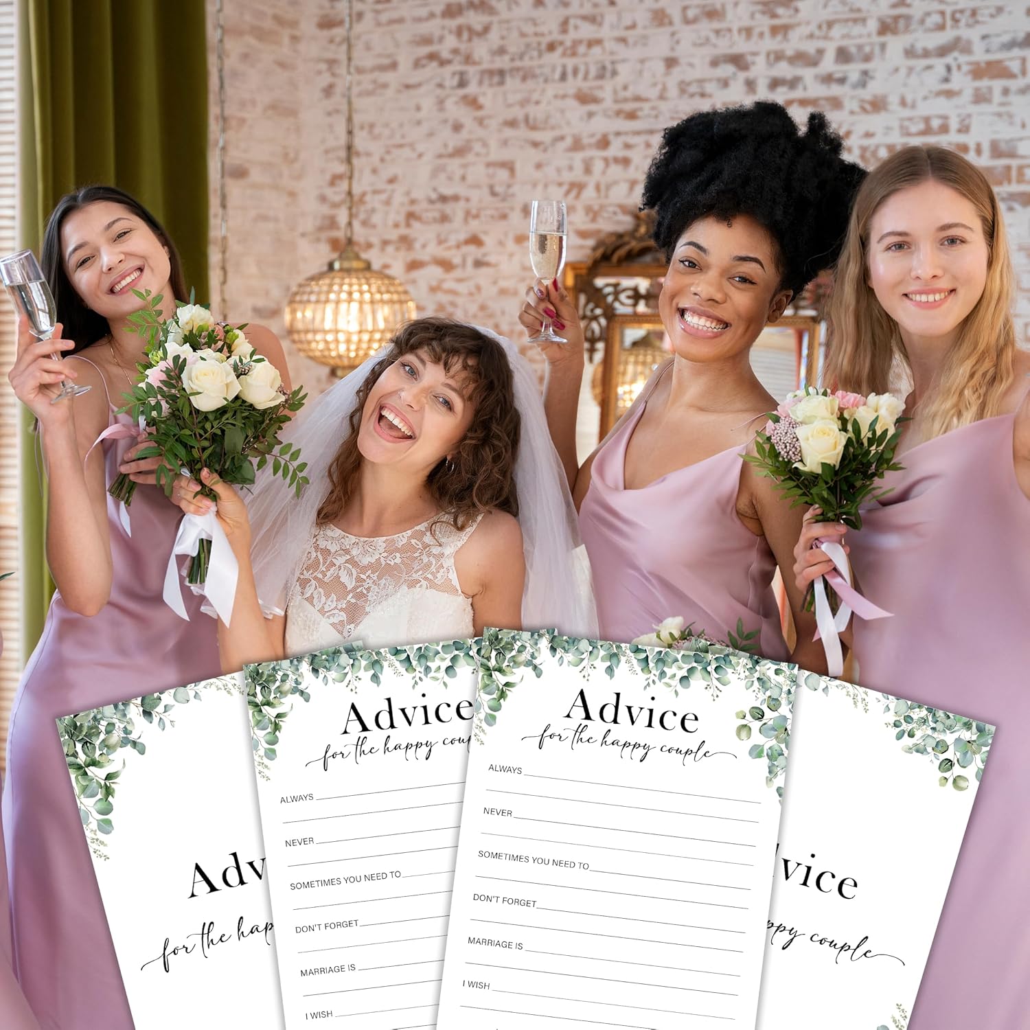Eucalyptus Bridal Shower Game Cards - Advice for The Happy Couple, Wedding Advice and Wishes for The Mr and Mrs Bridal Shower Games for 30 Guests, Engagement Activity Supplies & Favor/A17 image 4