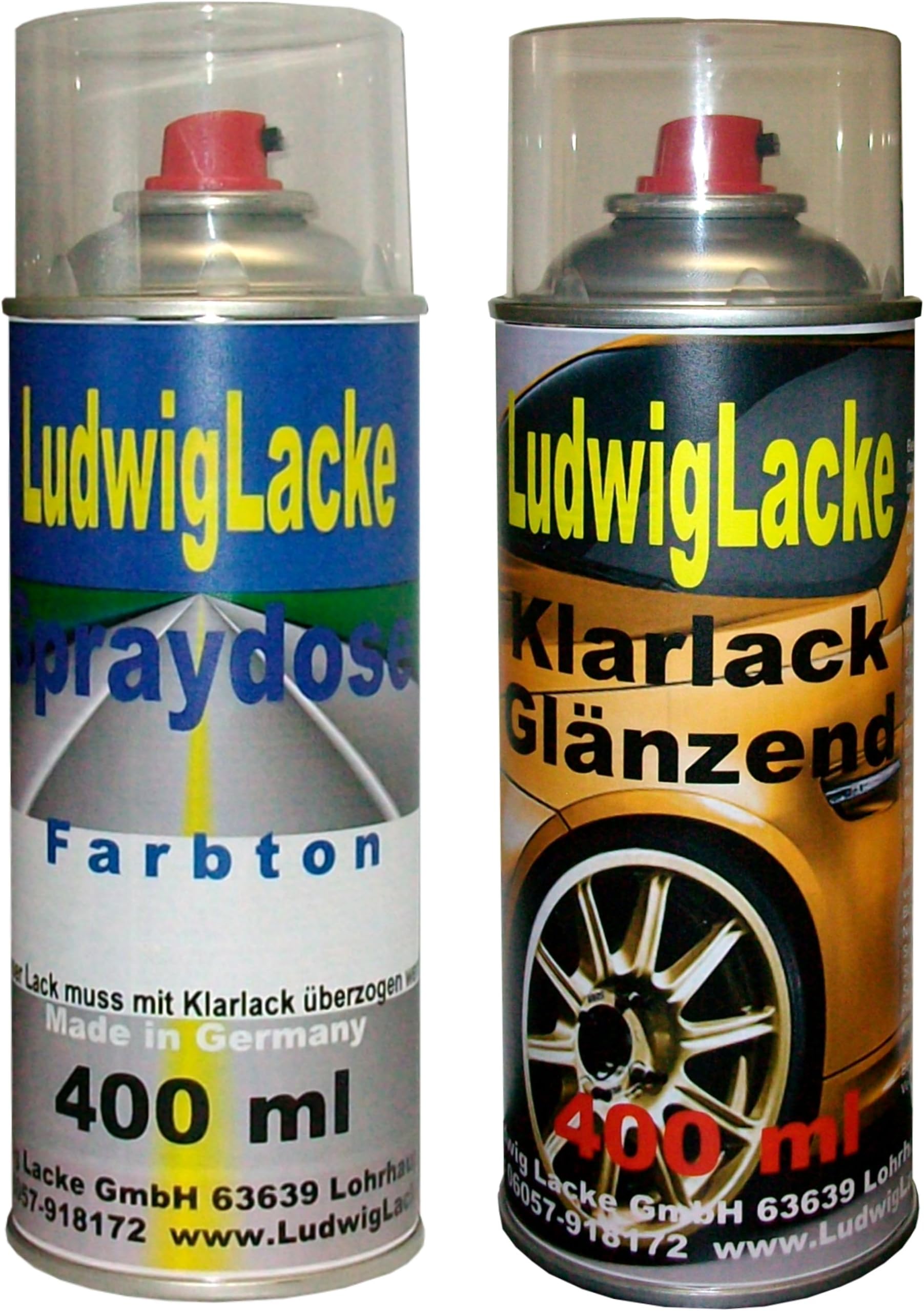 Ludwiglacke spray paint set for VW, shadow blue, colour code ld5q p6 or p6p6, year of manufacture 1997 - 2013, metallic finish, 2 spray cans, in set, one can of base coat 400 ml and one can clear varnish gloss, 400mlBoth spray cans contain 1K car paint.