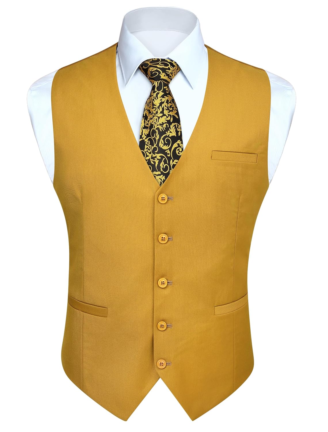 Colete Masculino HISDERN, Formal de Negócios, 3 Bolsos, para Terno ou Smoking