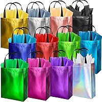 Vista 1 de BLEWINDZ Bolsas de Regalo Coloridas con Papel de Seda – 12 Bolsas de Regalo Reutilizables Tamaño Mediano - Ideales para Bolsa de Dulces, Cumpleaños
