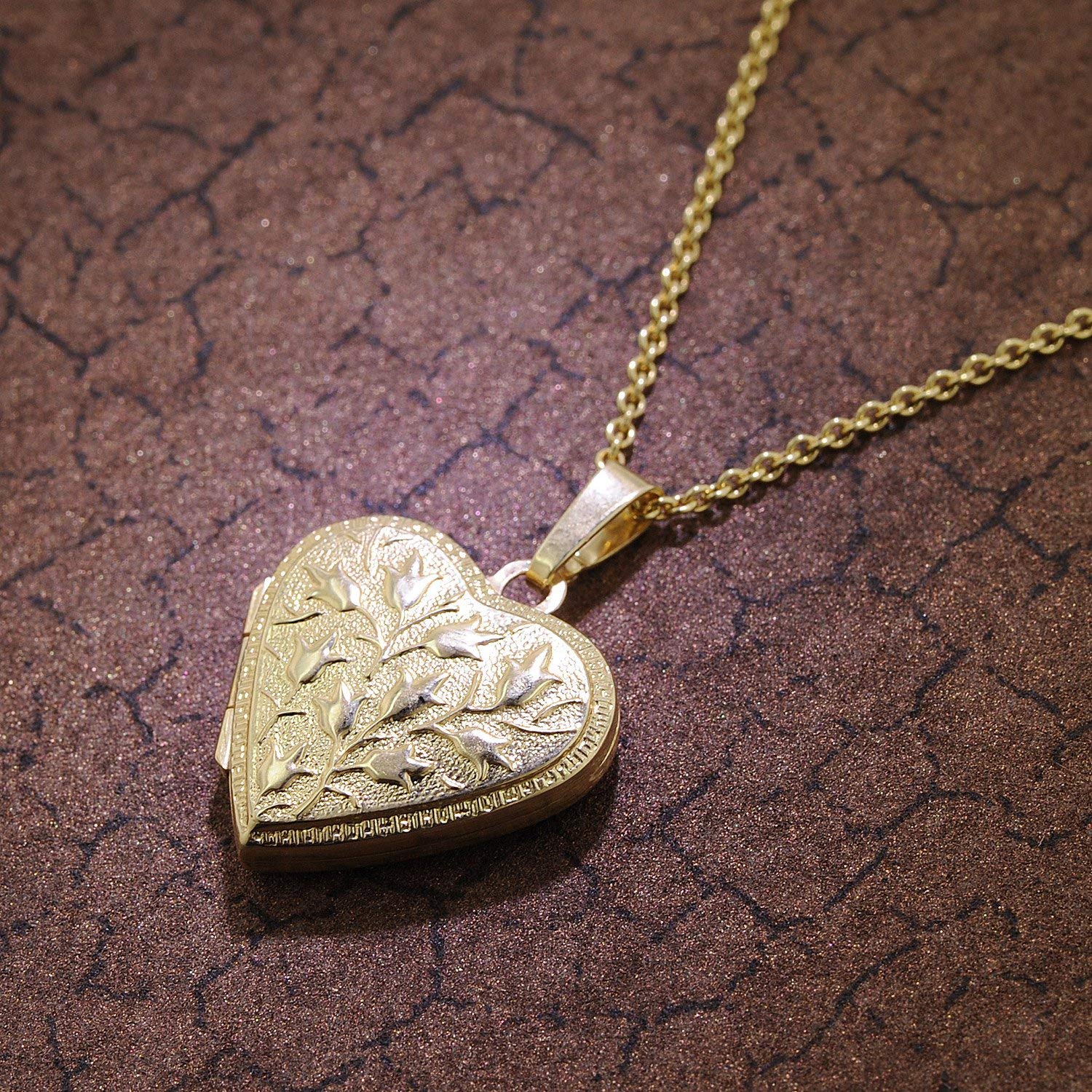 trendor Medaillon Herz mit Kette 925 Silber goldplattiert 39535 | zauberhafte Halskette für Damen, zeitloser Anhänger für Frauen, elegante Geschenkidee