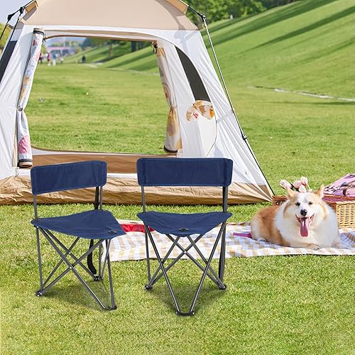 Miniatura 2 de REDCAMP Paquete de 2 sillas de campamento con trípode, plegables y ligeras, portátiles de 3 patas con respaldo, sillas pequeñas compactas para