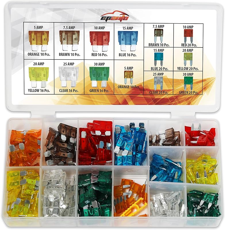 Kit de Fusíveis Automotivos de Lâmina EPAuto Mini e Standard – 220 Peças