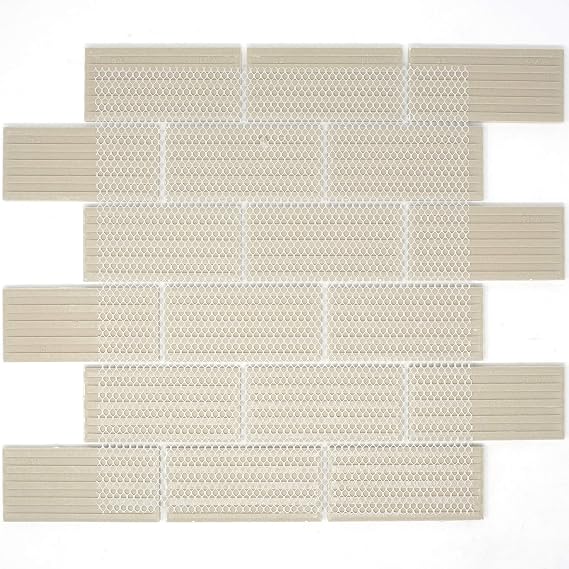 BT-PM16 2x4 White Porcelain Brick Floor and Wall Tile Mosaic Tile (Matt Finish) 11-3/4 in. x 11-1/4 in. x 6mm 1 Sheet0.92 sqt (1 Box (11 Sheets))