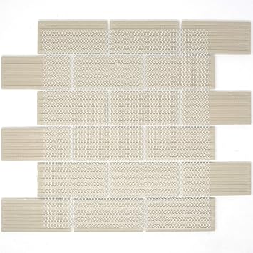 BT-PM16 2x4 White Porcelain Brick Floor and Wall Tile Mosaic Tile (Matt Finish) 11-3/4 in. x 11-1/4 in. x 6mm 1 Sheet0.92 sqt (1 Box (11 Sheets))