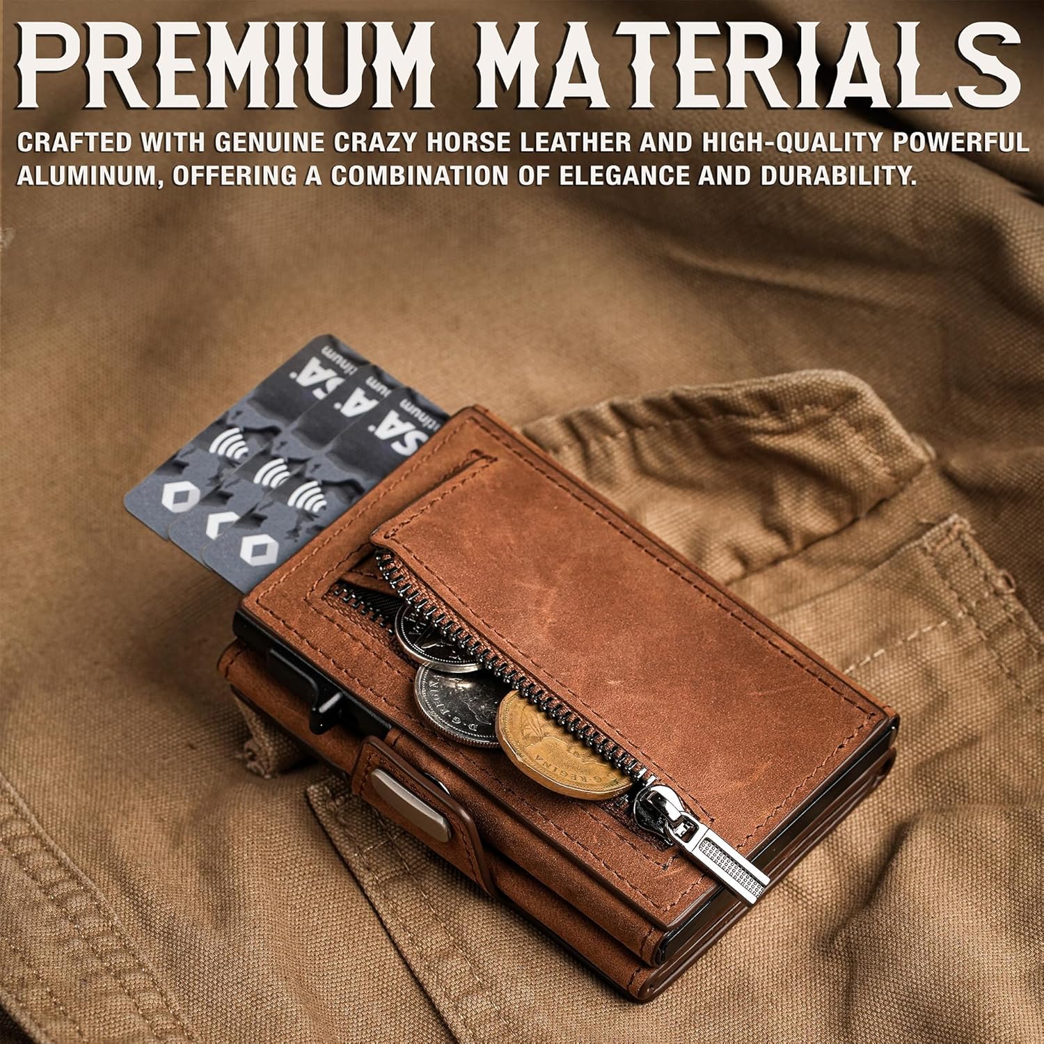 Slim Wallet Men - Pop Up Card Holder with Money Clip - Minimalist Front Pocket Wall... - Image 2