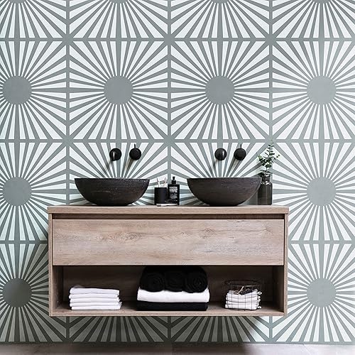 Vista 5 de Plantilla de azulejos de 12 x 12 pulgadas (paquete de 2) / Plantilla de pared y piso, reutilizable para pintar paredes, suelos y muebles