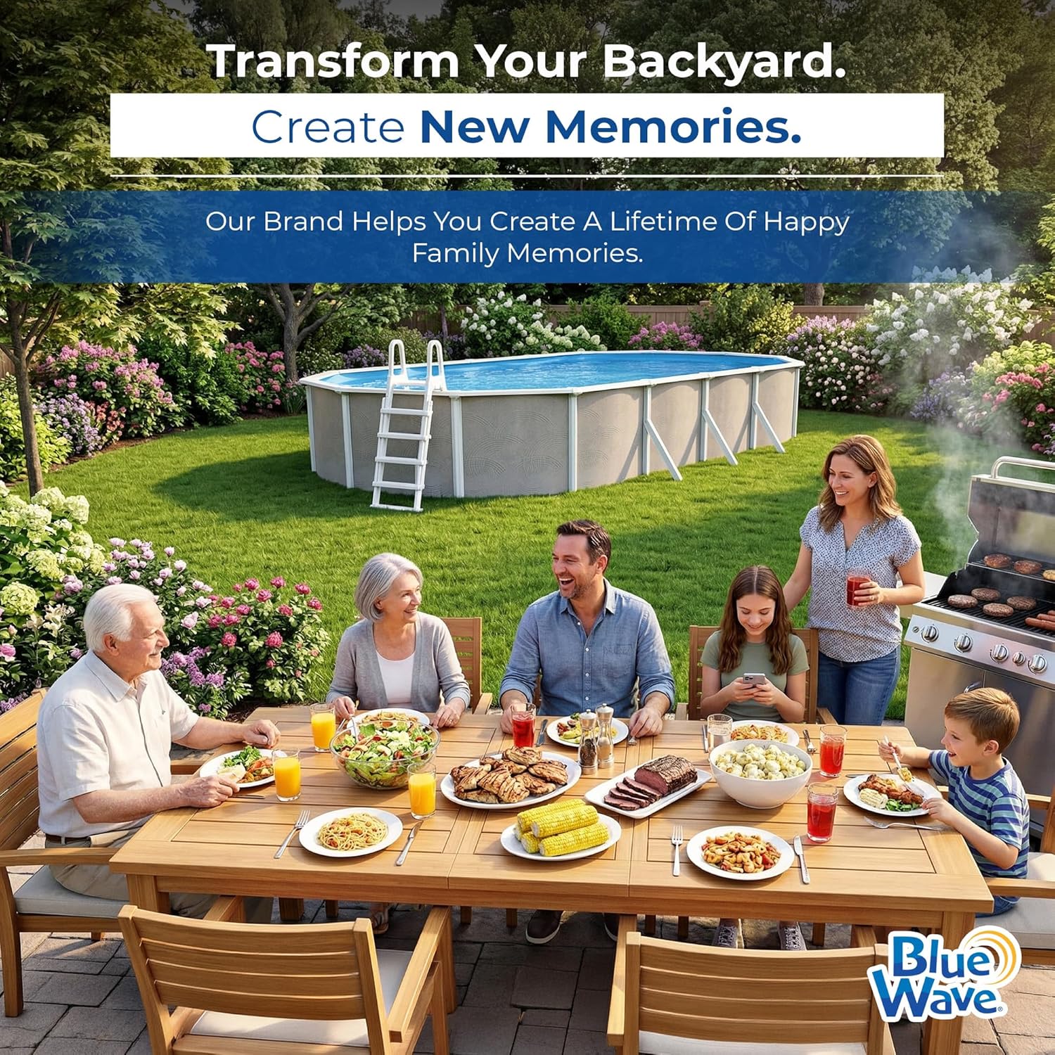 Blue Wave Belize 18x33-ft Oval 52-in Deep Hard Sided Steel Frame Above Ground Pool with 6-in Steel Top Seats, Dual-Speed Sand Filter System, Ladder, Skimmer & Liner – 13,500 Gallon Cap for Family Use