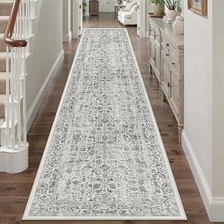 PureCozy Black Runner Rug 2'6"x14' Vintage Floral