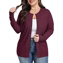 TIANZHU Plus Size Long Sleeve Crew Neck Cardigan Sweaters for Women | Plus Size Cardigan, Crew Neck,Soft & Lightweight, Business Casual, Beach Vacation, Basic Wear, Teacher Outfits