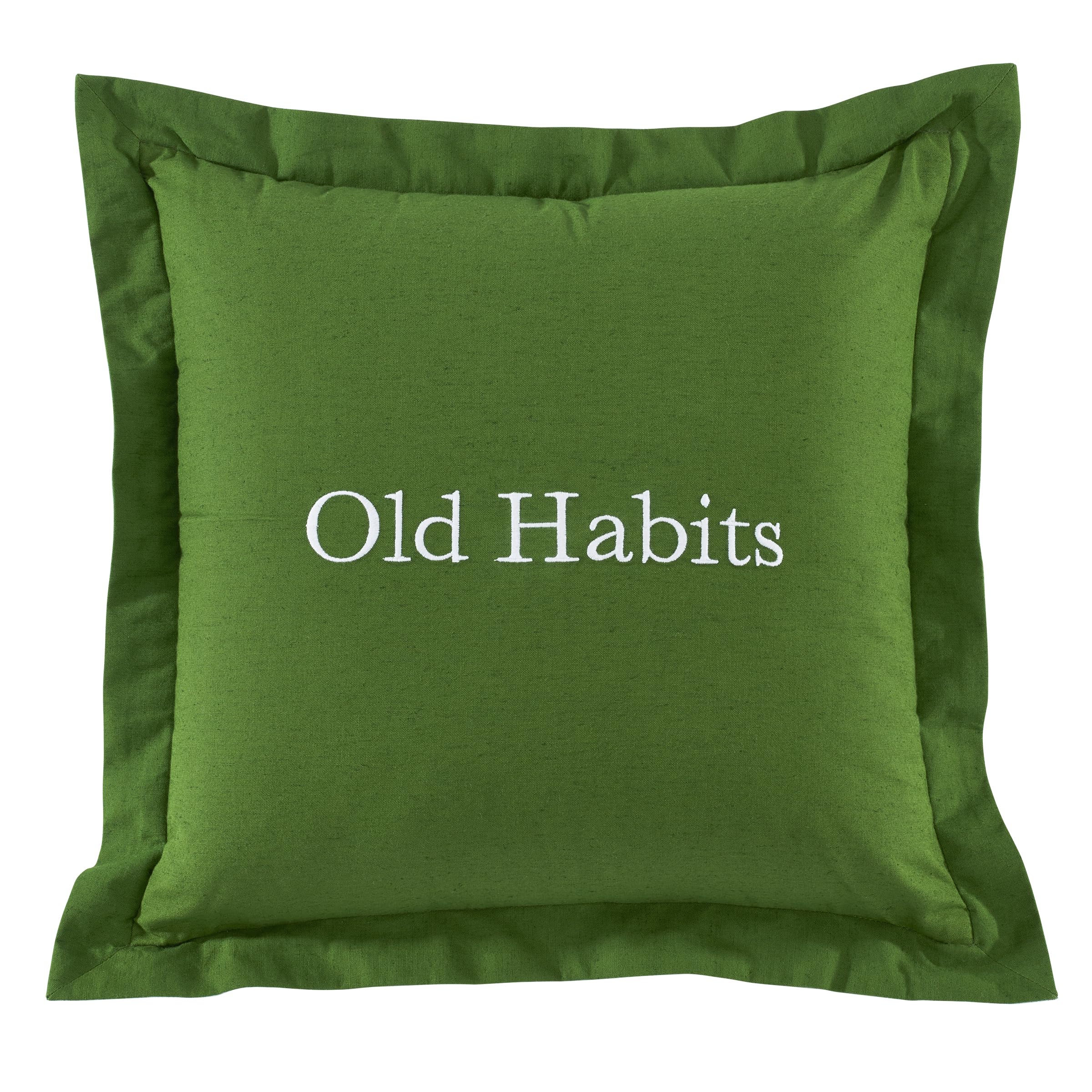 kate spade new york Old Habits, New Tricks Reversible Decorative Pillow, 18" x 18" Throw Pillow for Bed or Sofa, Cotton and Linen Cover, Green