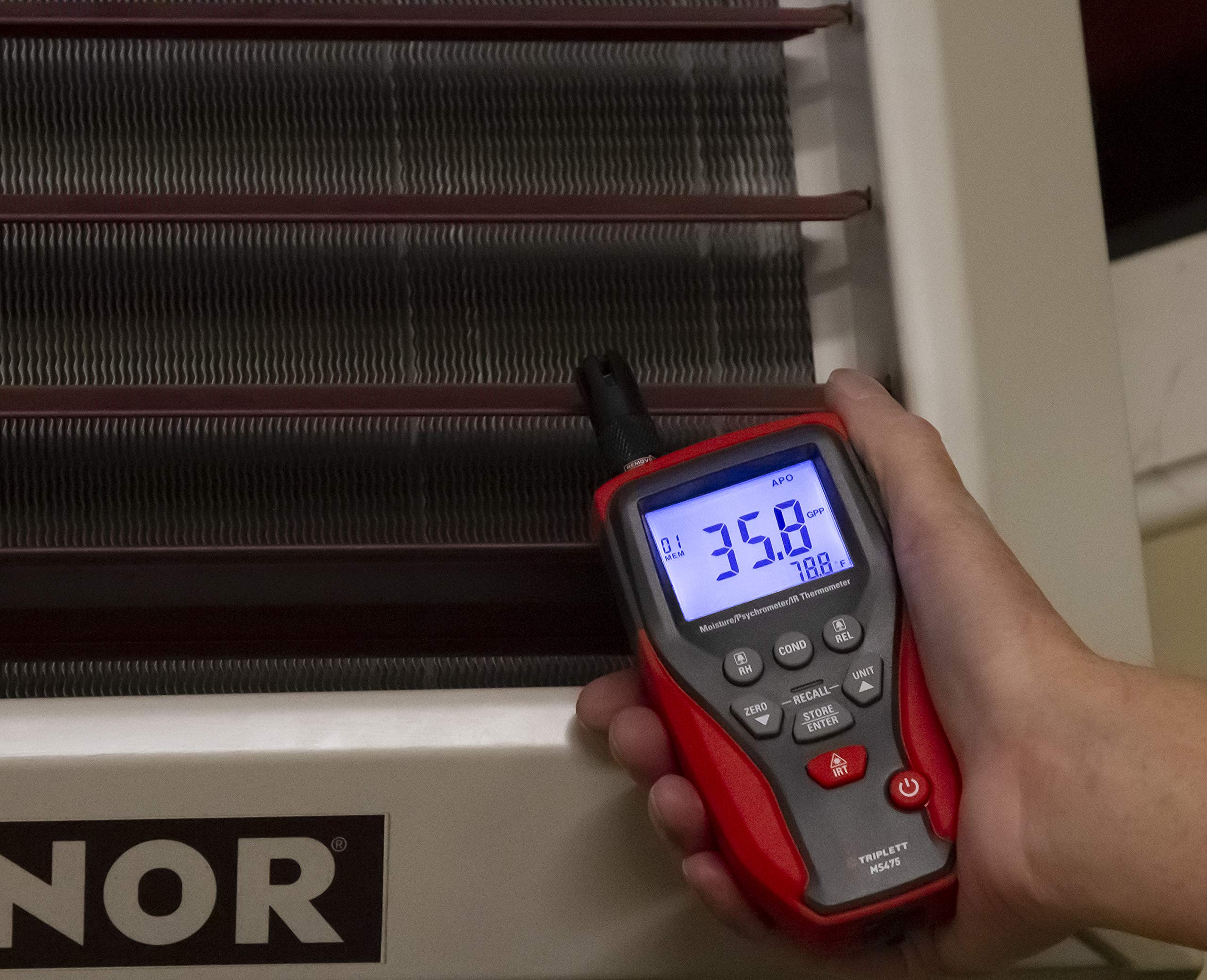 Triplett MS475 Moisture Meter, Psychrometer, IR Thermometer with Built-in Humidity/Temperature Probe