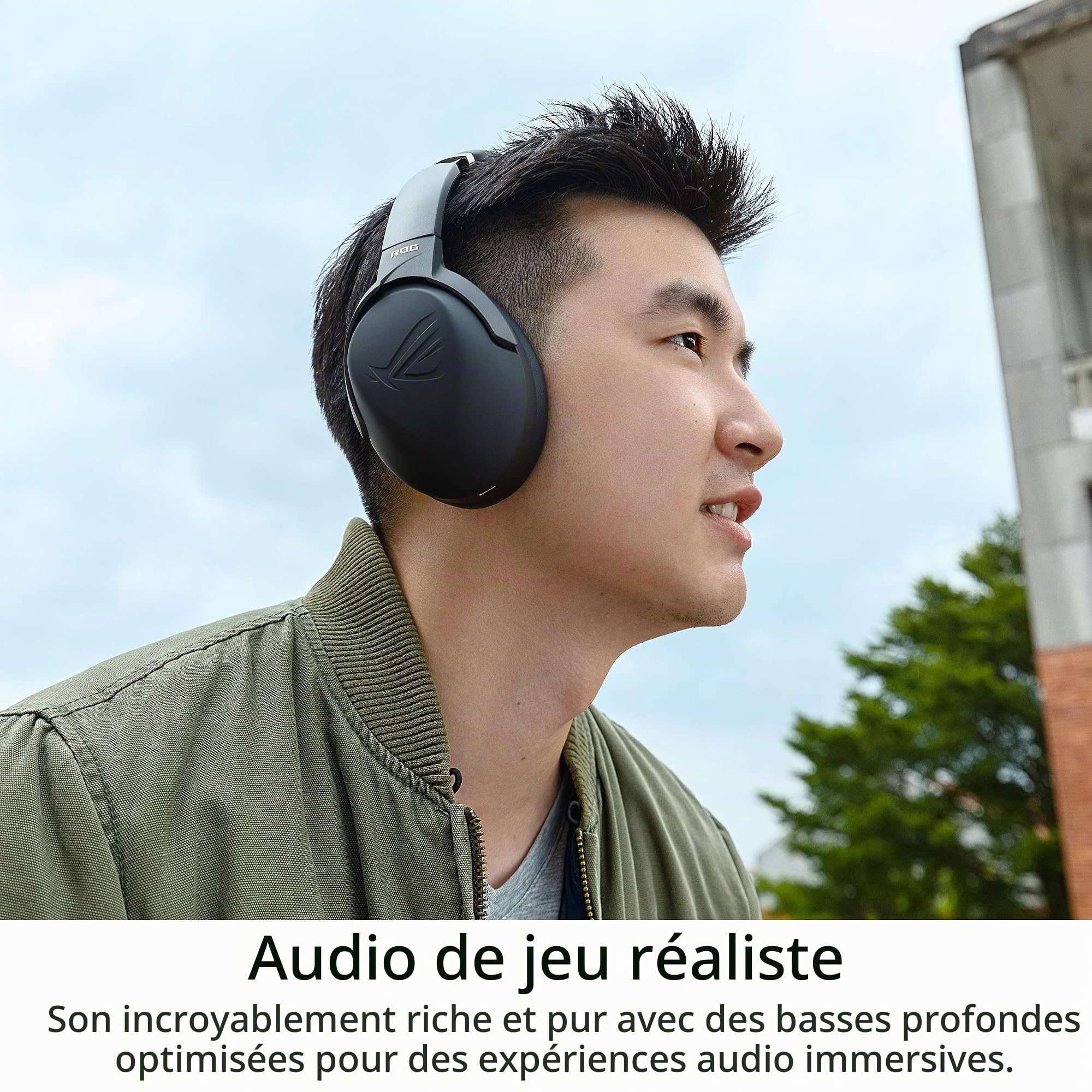 ASUS ROG Strix Go 2.4 - Casque Gaming sans Fil avec USB-C 2.4 GHz, Intelligence Artificielle avec Technologie d'annulation du Bruit, Faible Latence, compatibilité PC, Mac, Nintendo Switch, PS4 Noir