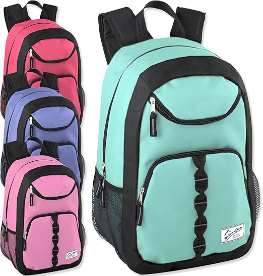 Case Pack Of 24 18 Inch Multipocket Backpacks in Bulk Wholesale