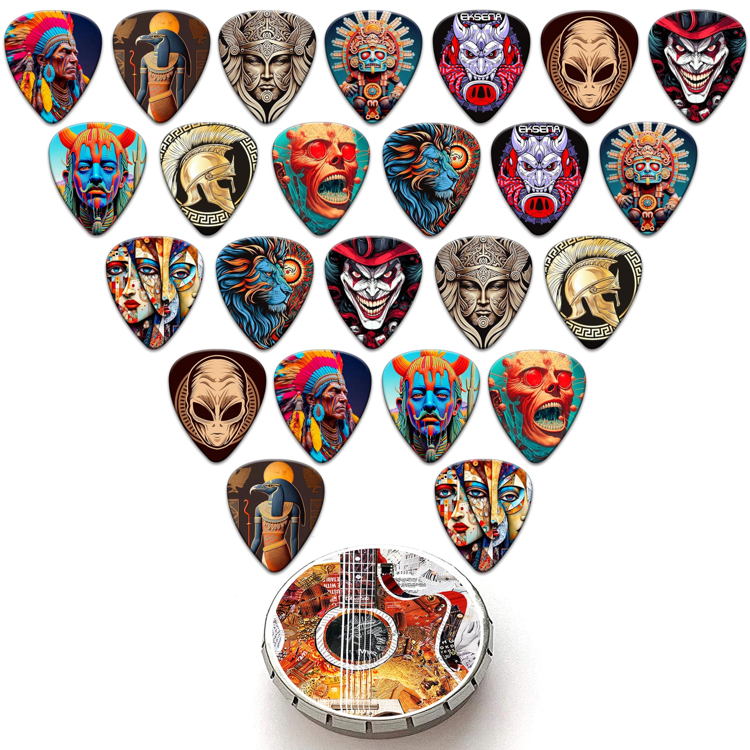 Guitar Picks Medium 24 Pack Guitar Pics 0.71mm Thickness,Guitar picks for Acoustic Guitar,Guitar Pick Variety Pack for Electric Acoustic Guitar, Bass(Mix-11)