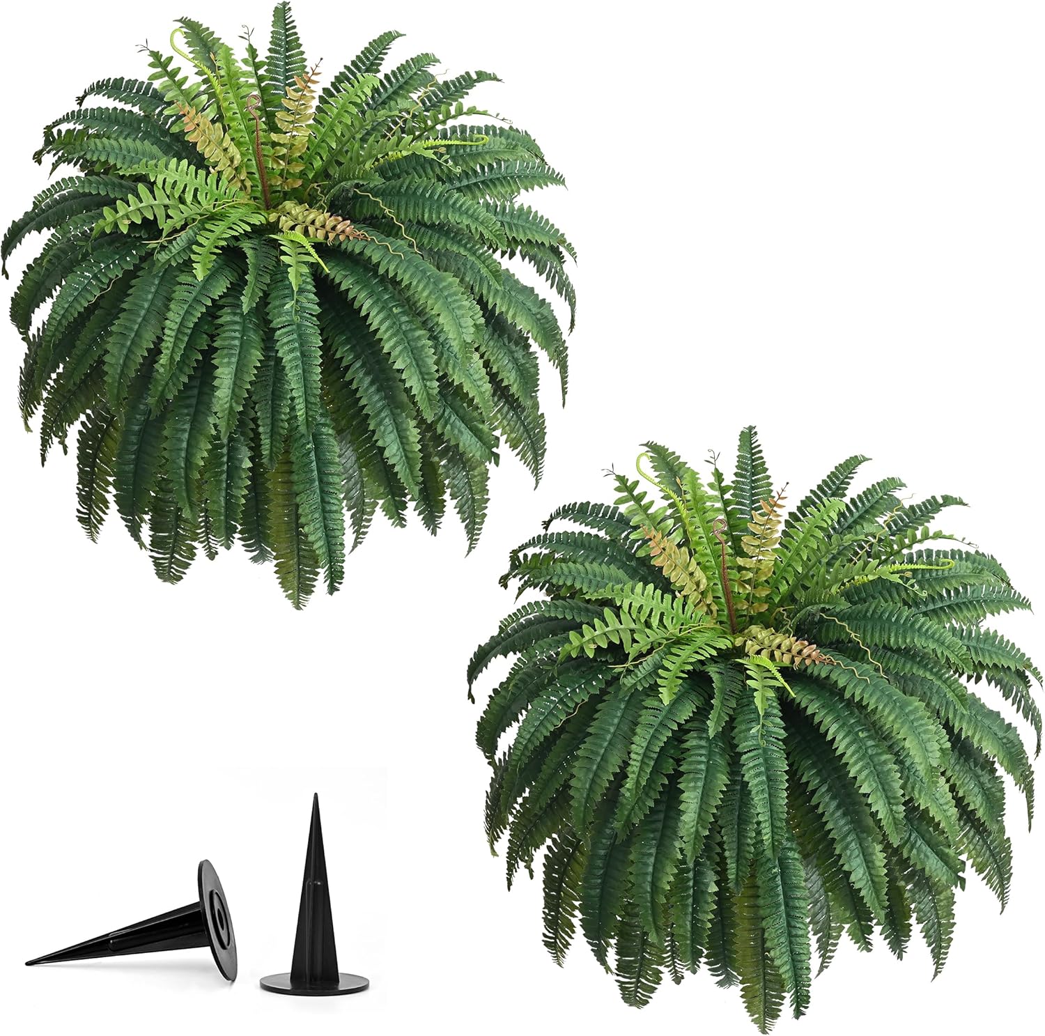 48in 96 Leaves Large Fake Ferns-Set of 2 Artificial Plants Outdoor, UV Resistant Artificial Ferns for Outdoors, Realistic Faux Boston Fern Fake Plants for Porch Home Garden Patio Hanging Decor - Image 8