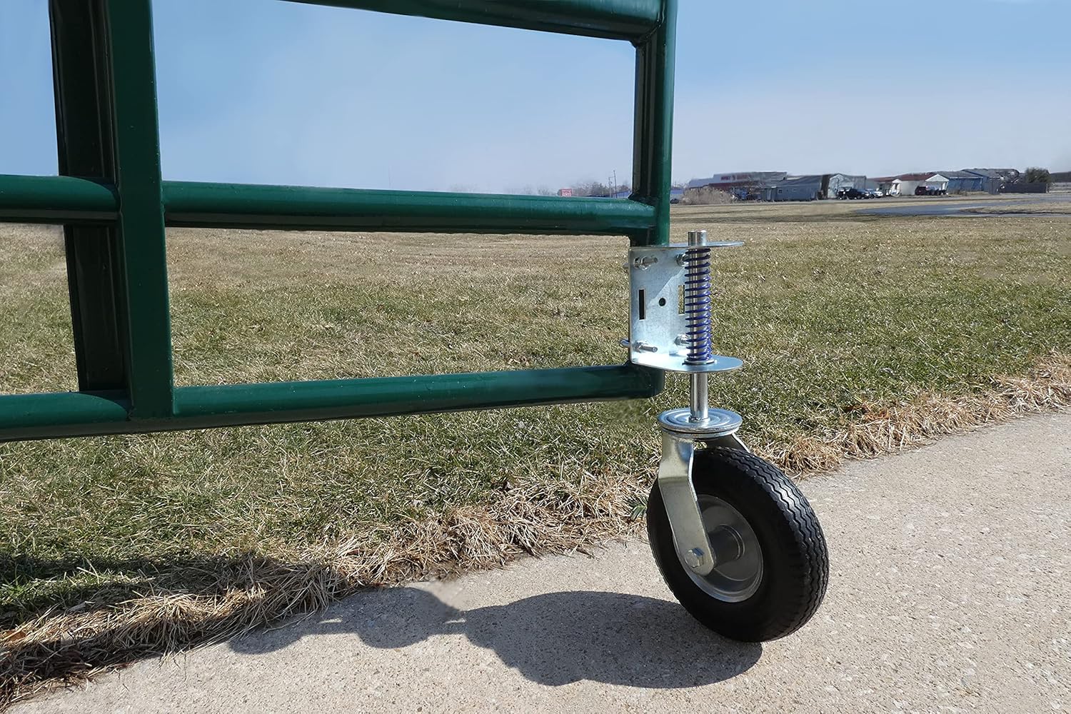 Shepherd Hardware 8734 Heavy Duty Flat Free Spring Gate Caster with Universal Mount, 8-Inch Wheel, 220-lb Load Capacity, Black