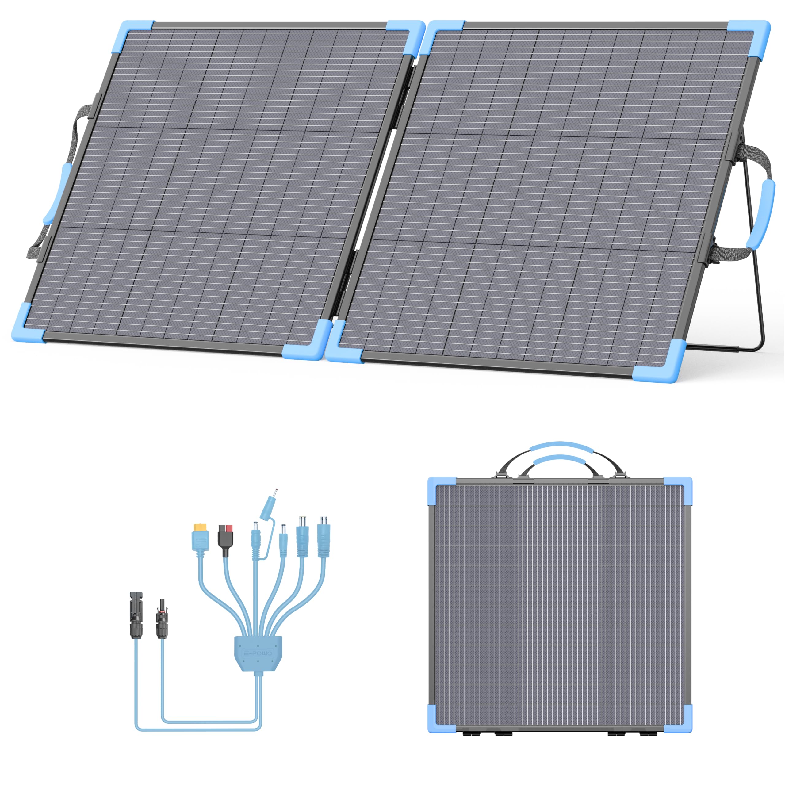 Pannello solare bifacciale pieghevole da 110 W, efficienza 23,5% e impermeabilità IP68, con supporto rinforzato per stazione di alimentazione, campeggio, camper, giardino