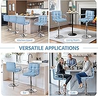 Vista 15 de Yaheetech - 4 taburetes de bar ajustables para mostrador de cocina, taburetes de bar/mostrador, silla de comedor giratoria hidráulica de piel Marrón