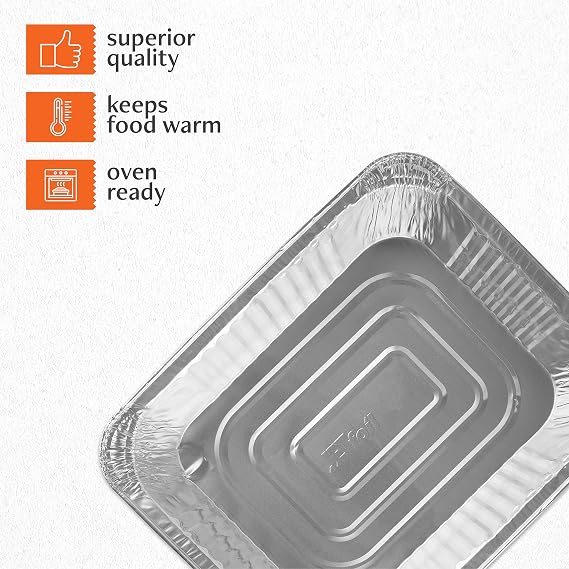 PLASTICPRO Disposable 9 x 13 Aluminum Foil Pans Half Size Deep Steam Table Bakeware - Cookware Perfect for Baking Cakes, Bread, Meatloaf, Lasagna Pack of 10