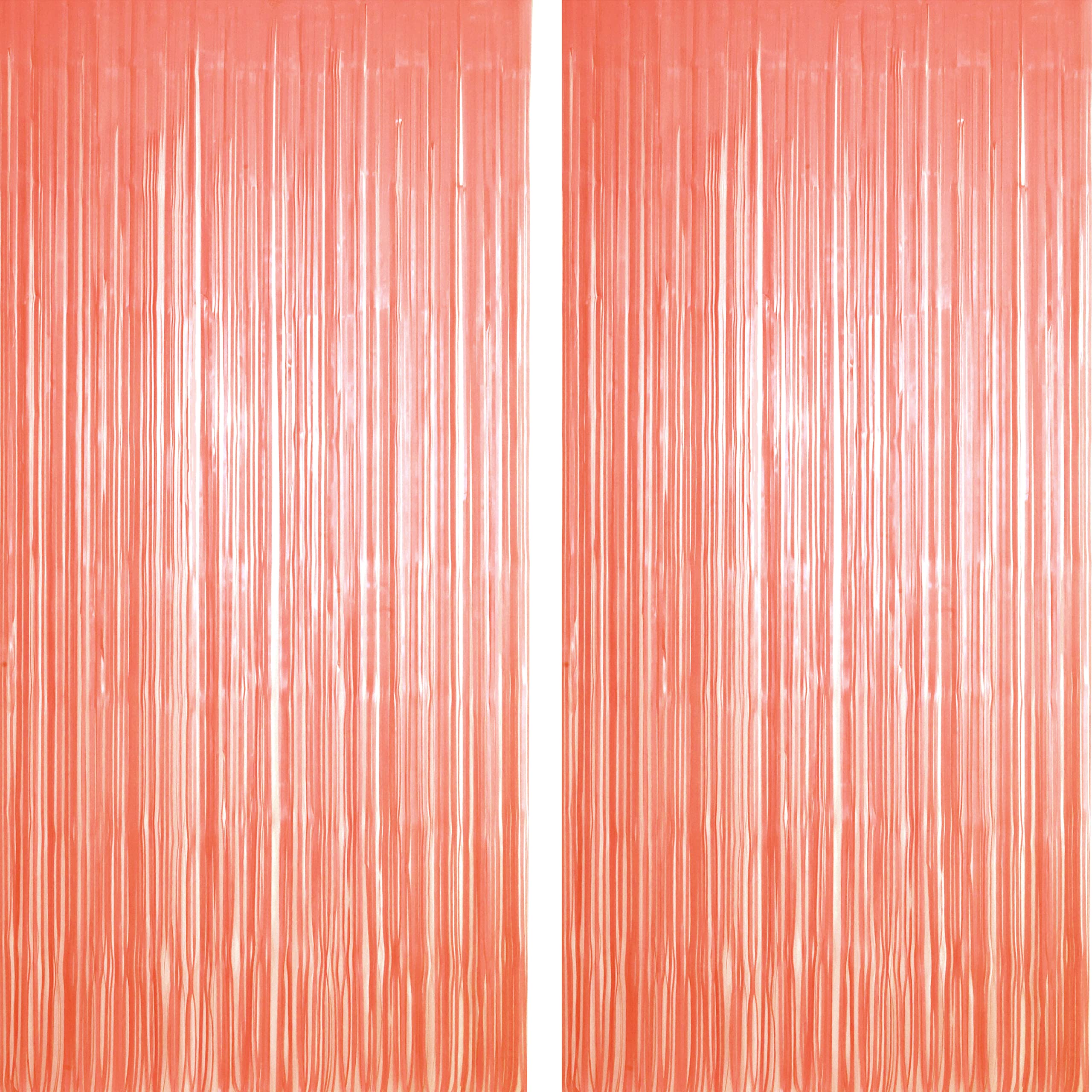 Coral Pink Metallic Tinsel Curtain Photo Booth Backdrops Foil Fringe Curtain for Wedding Birthday Engagement Baby Bridal Shower Anniversary