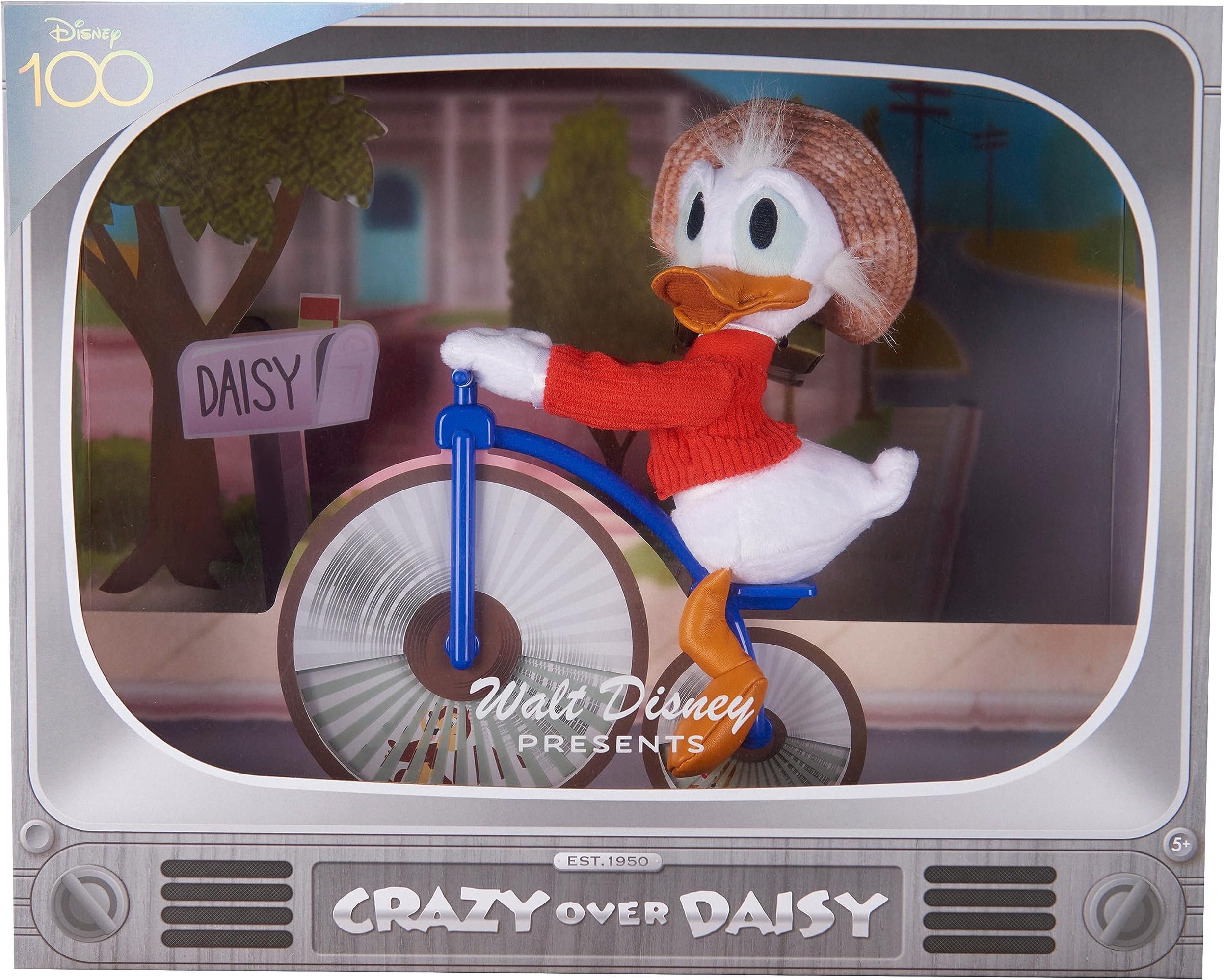 Just Play Disney100 Years of Wonder Walt Disney Presents “Crazy Over Daisy” Donald Duck Collectible Plush Stuffed Animal, Officially Licensed Kids Toys for Ages 5 Up, Amazon Exclusive