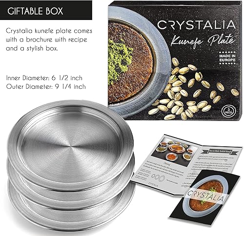 Miniatura 6 de Volarium Kunefe - Platos medianos de cocina y servir para Kunafa, Kataifi, Knafeh y masa filo triturada, juego de 3, aluminio, plateado (mediano)