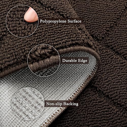 Miniatura 188 de hicorfe - Tapete para interiores, para puerta delantera o trasera, parte trasera de goma, antideslizante, absorbente, resistente a la suciedad, Café