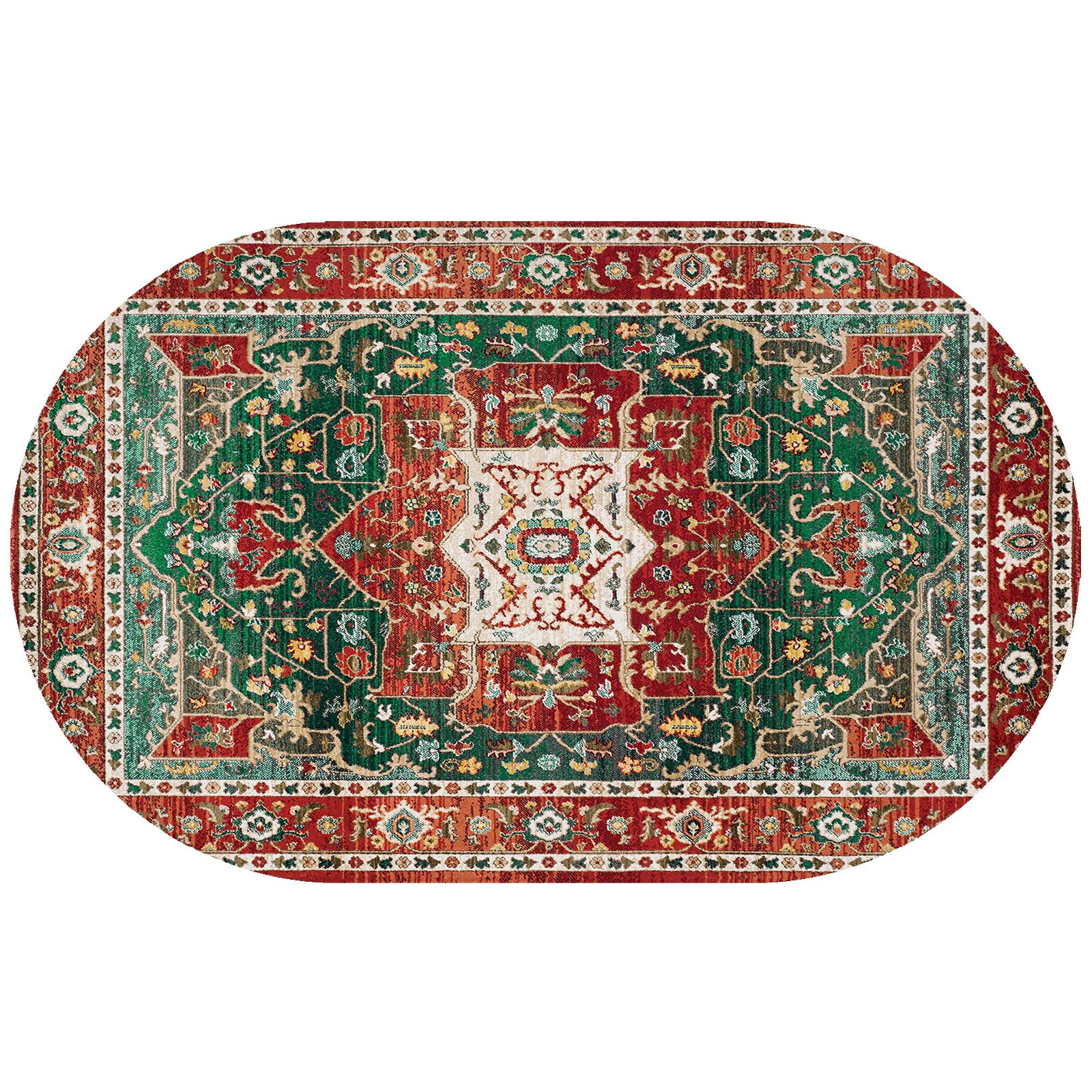 Tapis vintage floral rouge traditionnel ovale, l'élégance intemporelle