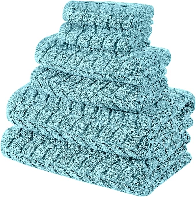 BAGNO MILANO Turkish Cotton Ultra-Soft Plush Absorbent Quick Dry Bathroom Towel Set, Made in Turkey (Mint Green, 6 pcs Towel Set)