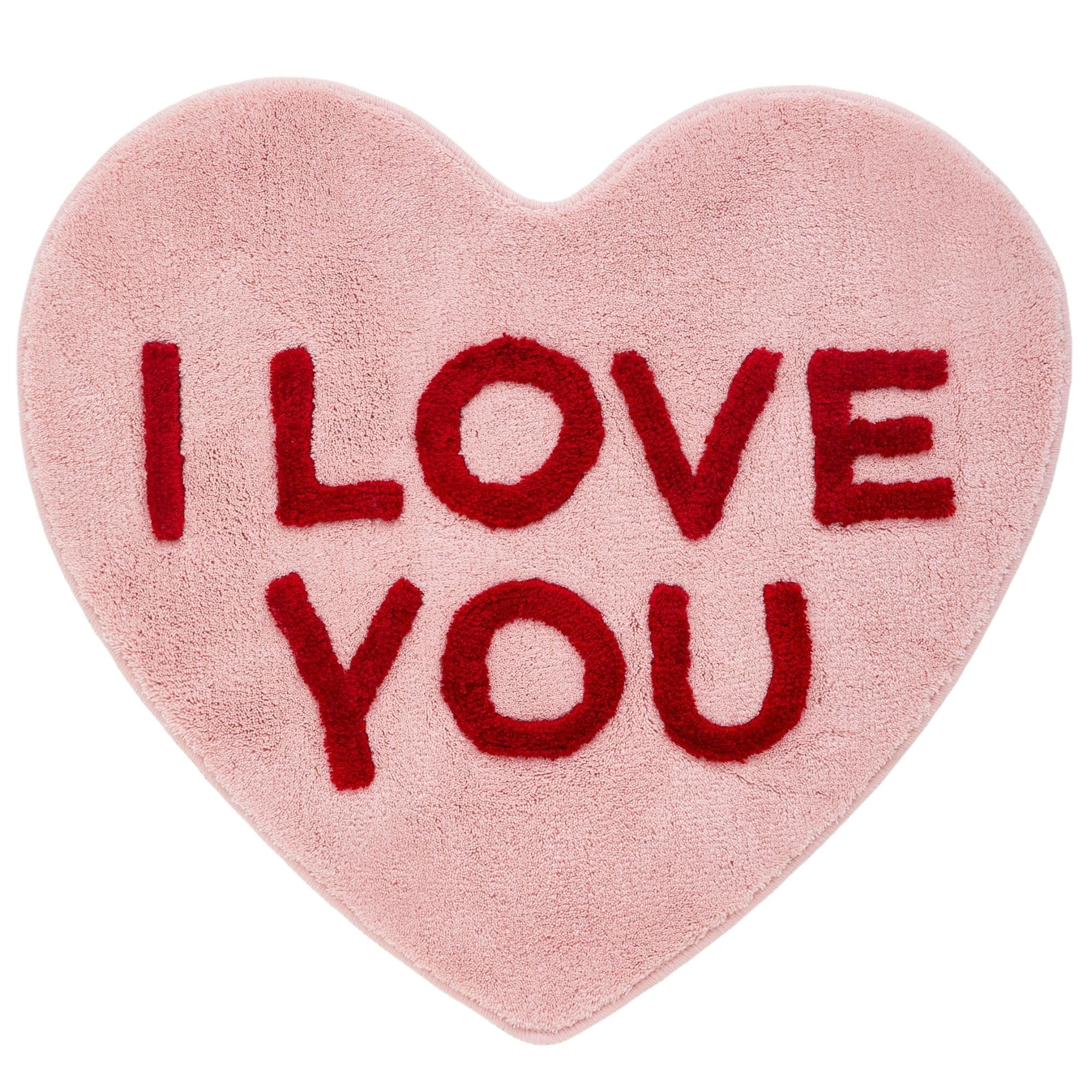 Amazon.com: Beyond Deco I Love You Pink Heart Rug 35 inches, Hand