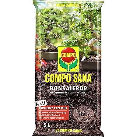 Compo SANA Bonsaierde mit 8 Wochen Dünger für alle Zimmer- und Freilandbonsai, Kultursubstrat, 5 Liter